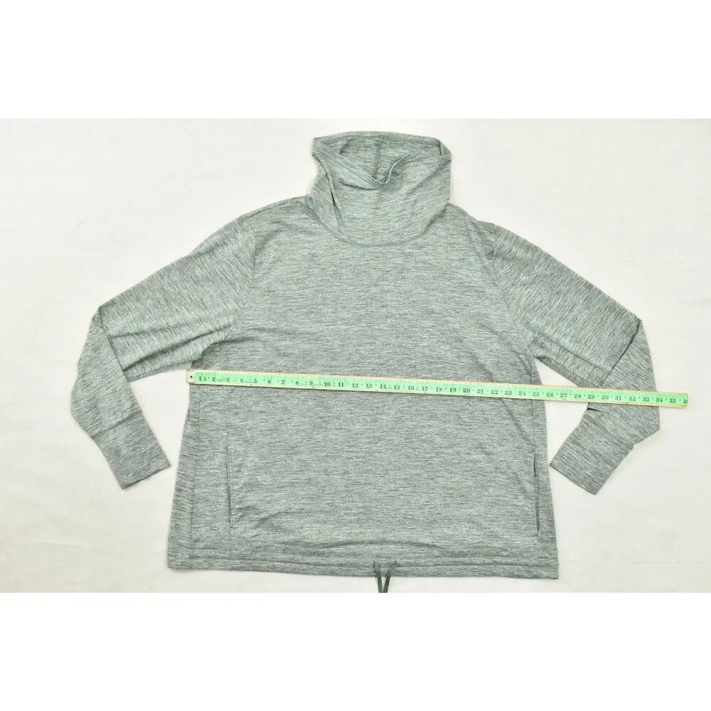 Nike Dri-FIT Women 2X Heather Green Cowl Neck Pullover Long Sleeve Training Top